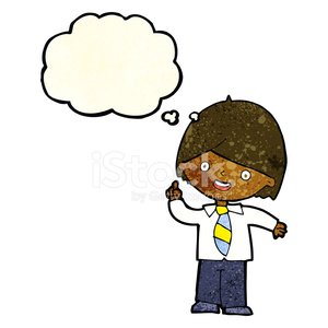 300x300 cartoon school boy answering question with thought bubble premium