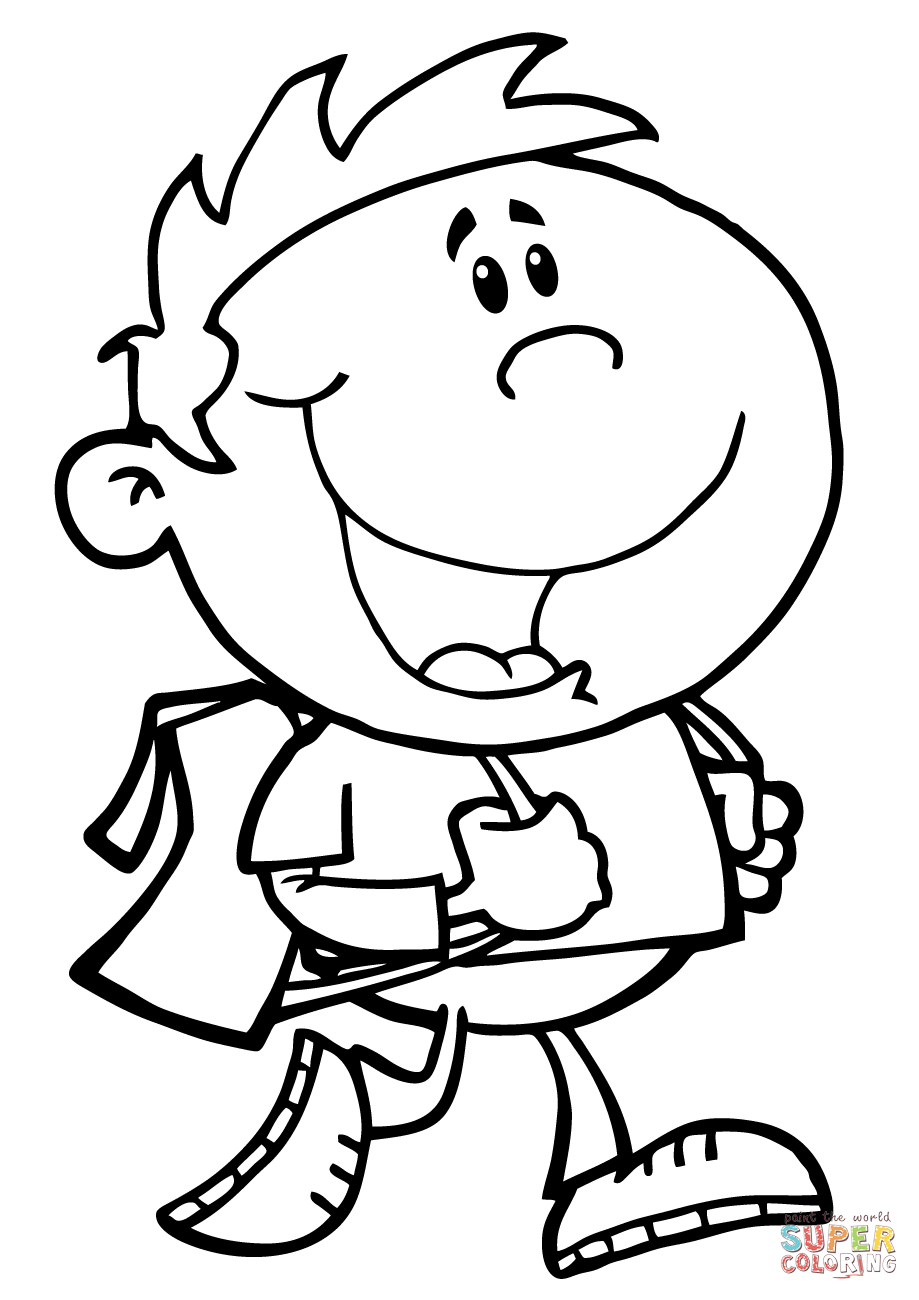919x1300 Coloring Pages Boys Walking School Boy