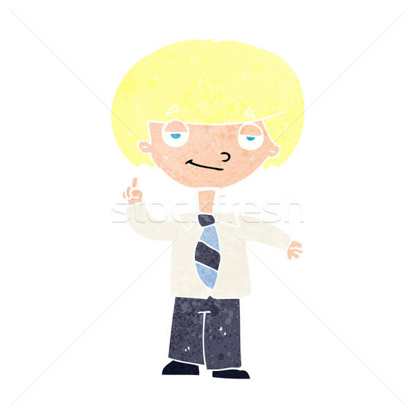 600x600 cartoon school boy answering question vector illustration