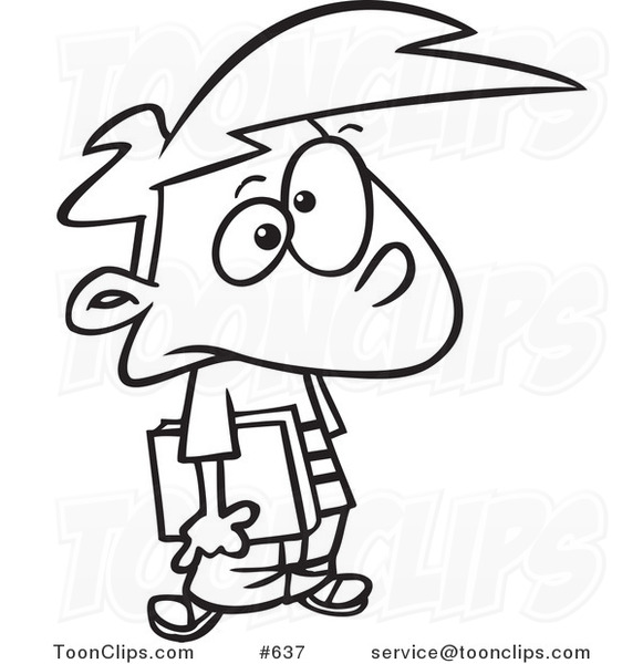 581x600 Cartoon Line Art Design Of A Bored School Boy Waiting