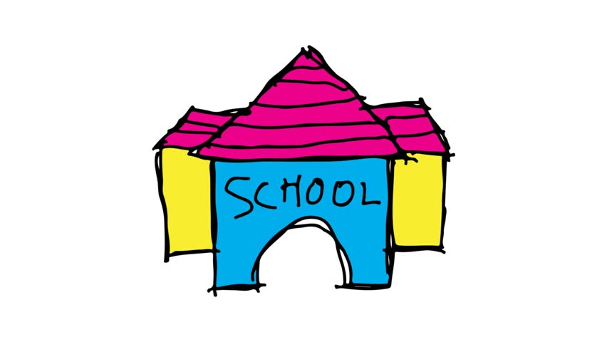 852x480 School Building Doodles Stock Video Footage