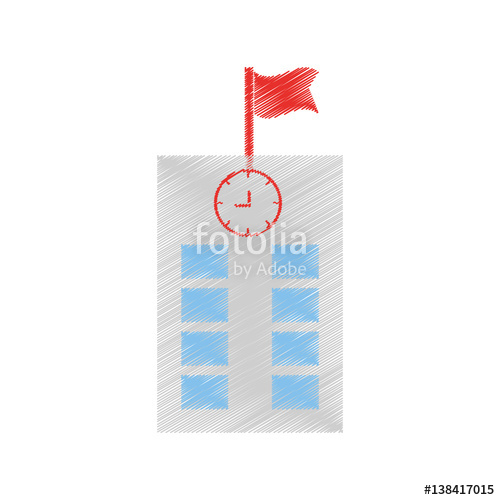500x500 Drawing School Building Flag Vector Illustration Stock