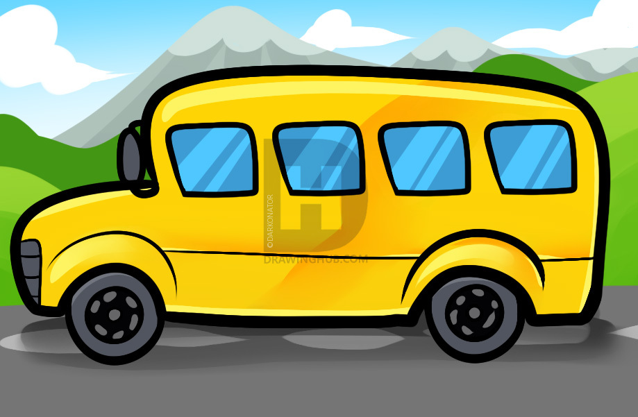 919x601 How To Draw A Bus For Kids, Step