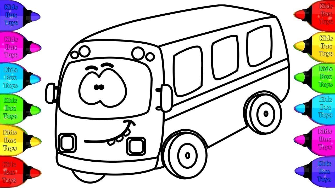1280x720 Bus Coloring Book For Kids How To Drawing And Coloring School