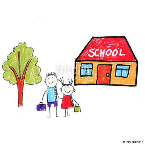 500x500 Kindegraten And School Children Kids Drawing Happy Cartoon