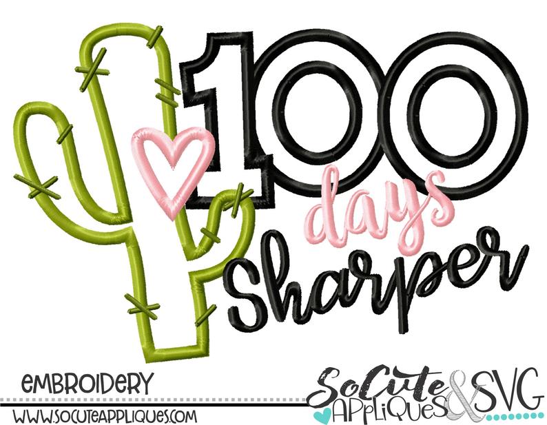 794x617 School Embroidery Design Days Sharper Cactus Design Etsy