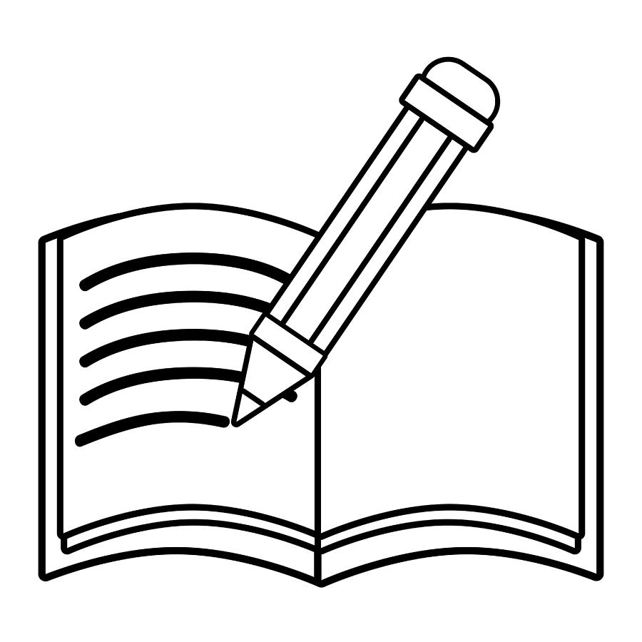 900x900 Line Pencil And Notebook Object Education School Drawing