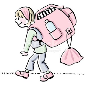300x300 kid carrying over packed school backpack stock vectors