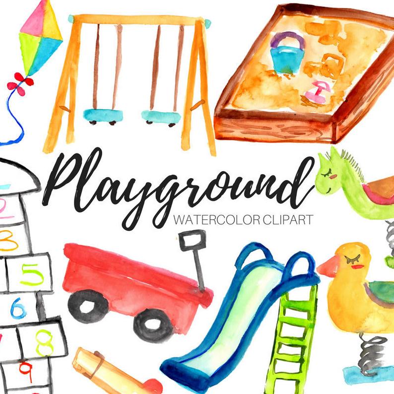 794x794 Playground Clipart Kid Clipart School Clipart Watercolor Etsy