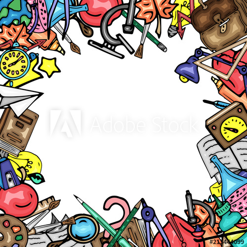 500x500 Vector Seamless Pattern Retro Drawing Of Different School Objects