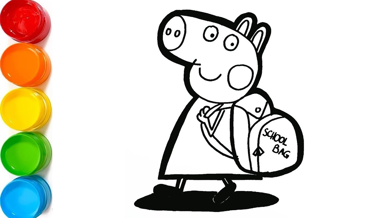 1280x720 Peppa Pig Going To School Drawing And Painting For Kids Come