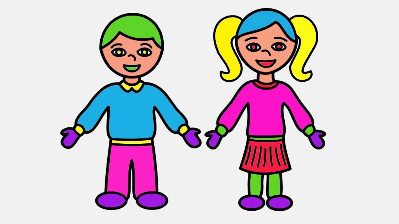 1280x720 How To Draw School Girl Boy Coloring