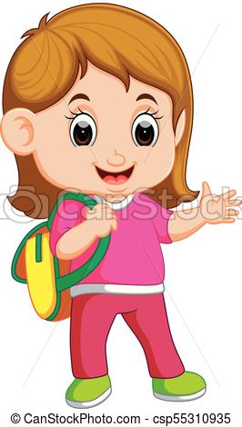 266x470 Illustration Of School Girl Cartoon Walking