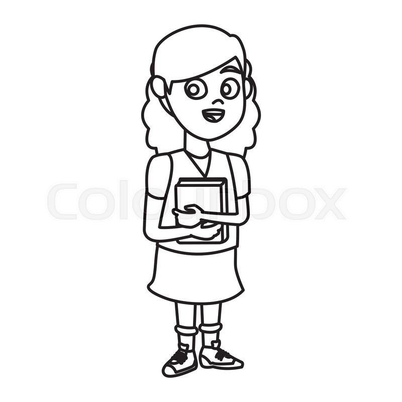 800x800 School Girl Cartoon Icon Vector Stock Vector Colourbox