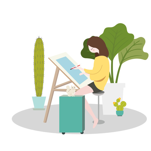 500x500 schoolgirl drawing vector free download