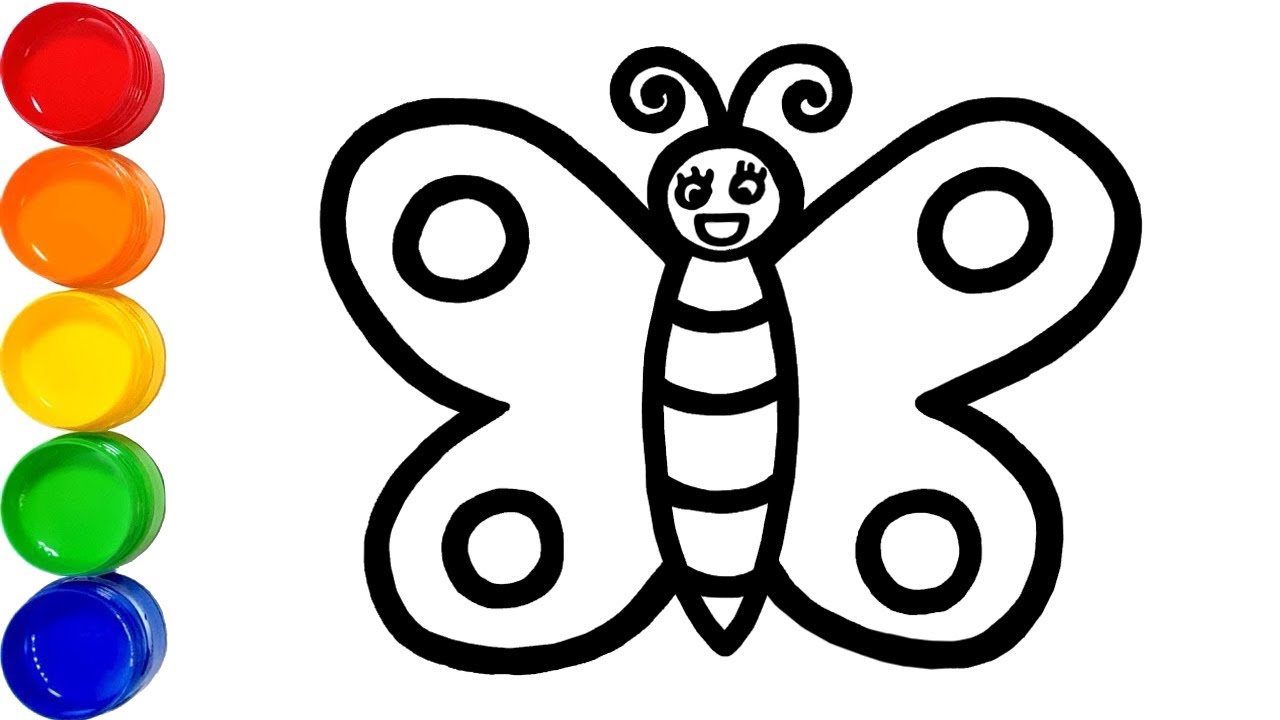 1280x720 Glitter Butterfly Coloring And Drawing For Kids, Toddlers Kiki