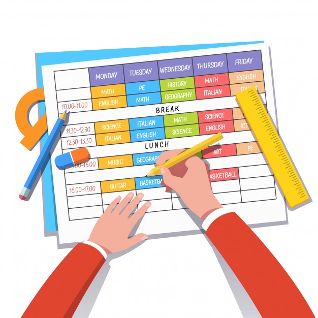 626x626 School Teacher Or Student Drawing A Class Schedule Vector Free