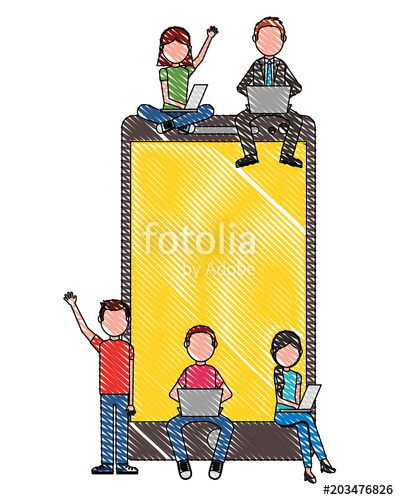 399x500 Teacher And Student School With Smartphone Device Vector