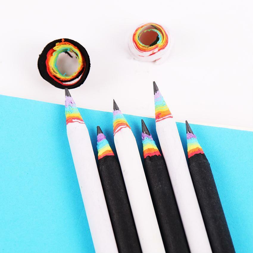 850x850 Rainbow Pencil School Supplies Black White Writing Drawing