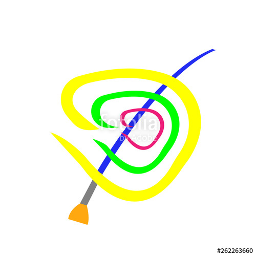 500x500 Drawing Brush And Bright Rounded Patterns School Supplies Concept