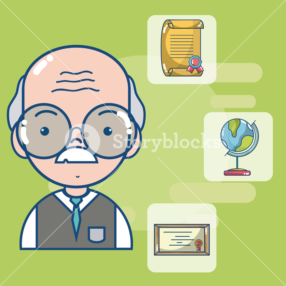 1000x1000 Man School Teacher Cartoon Vector Illustration Graphic Design