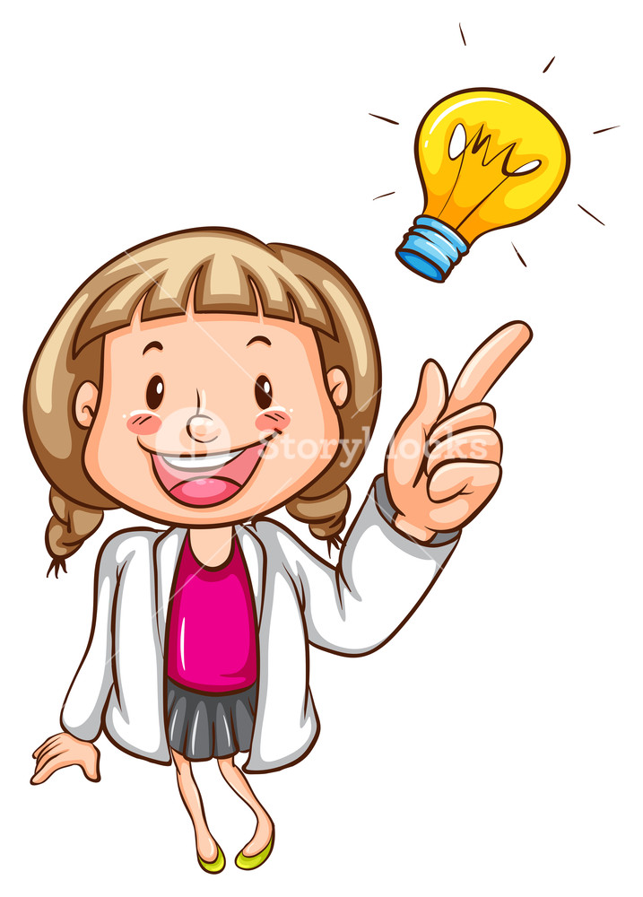 717x1000 A Colourful Drawing Of A Smart Young Scientist On A White