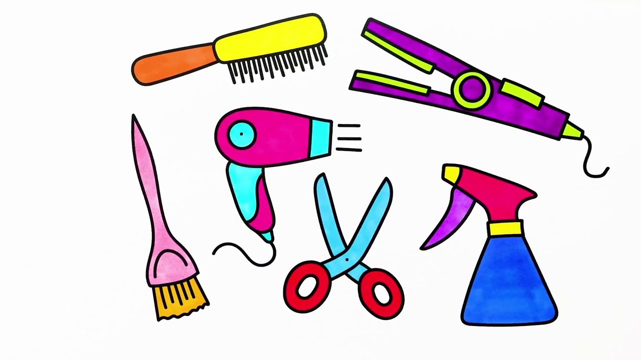 1280x720 Drawing And Coloring Accessories For Hair, Set Barber, Comb