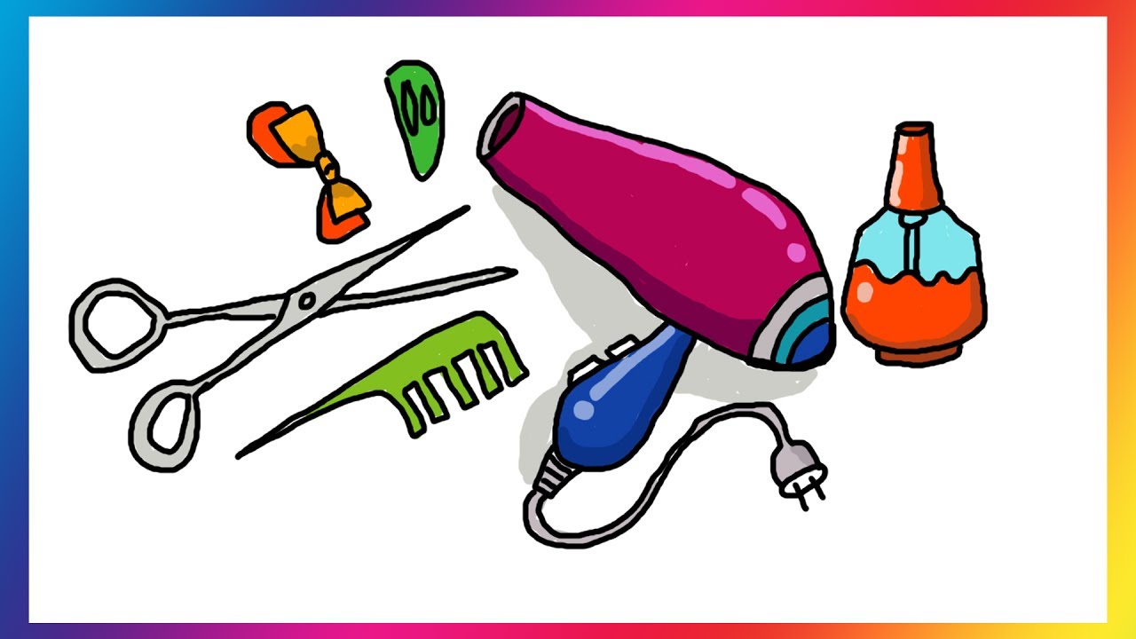 1280x720 How To Draw Accessories For Hair Coloring Pages Set Barbercomb
