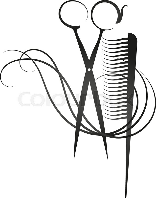 631x800 Scissors, Comb, Vector, Barbershop, Stock Vector Colourbox