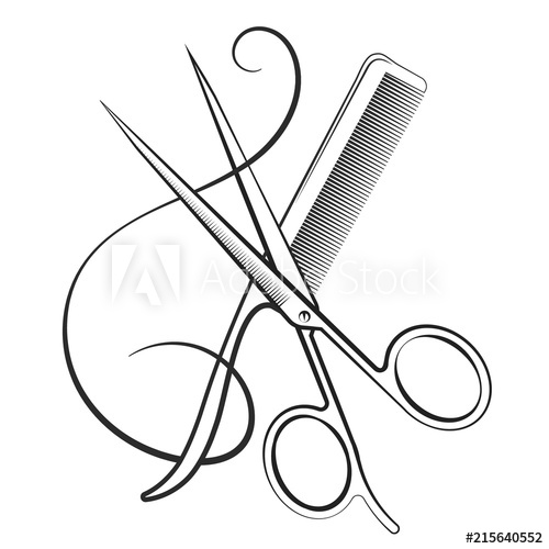 Scissors And Comb Drawing | Free download on ClipArtMag