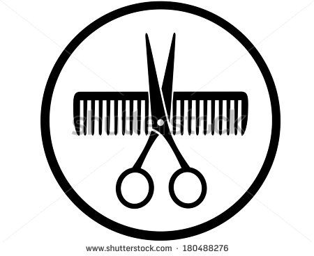 450x368 Black Round Sign With Scissors And Comb Silhouette
