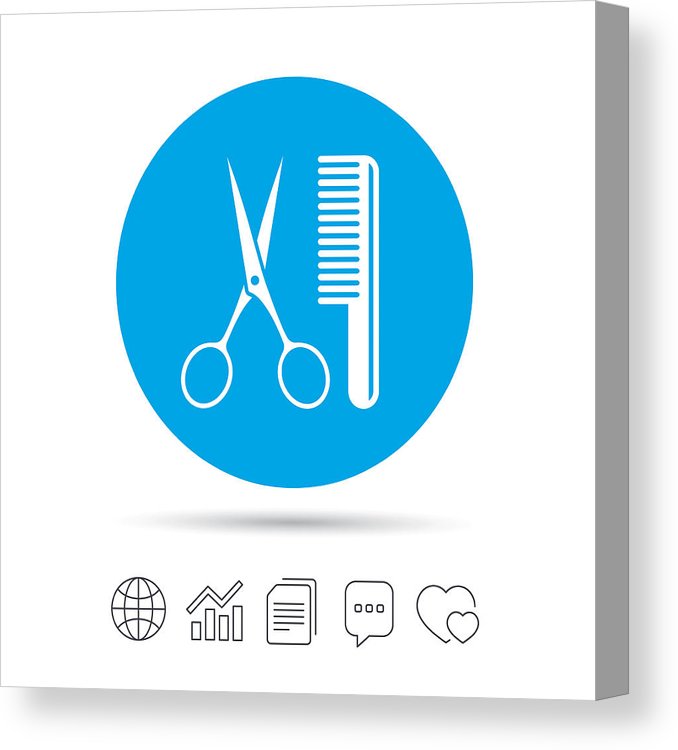 678x750 Comb Hair With Scissors Sign Icon Barber Symbol Canvas Print