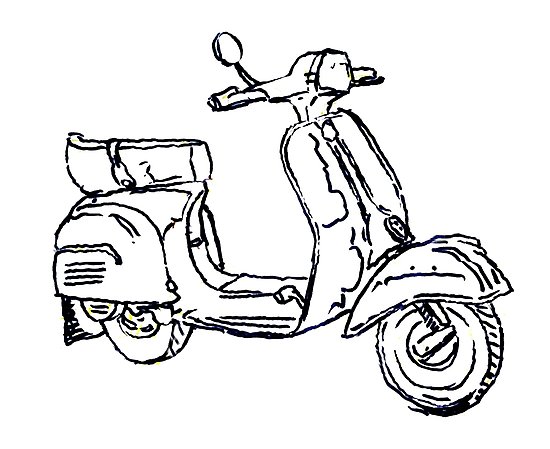 550x449 Vespa Bajaj Piaggio Scooter Pen Drawing Photographic Print