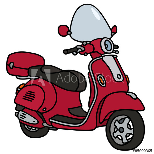500x500 Hand Drawing Of A Classic Red Scooter