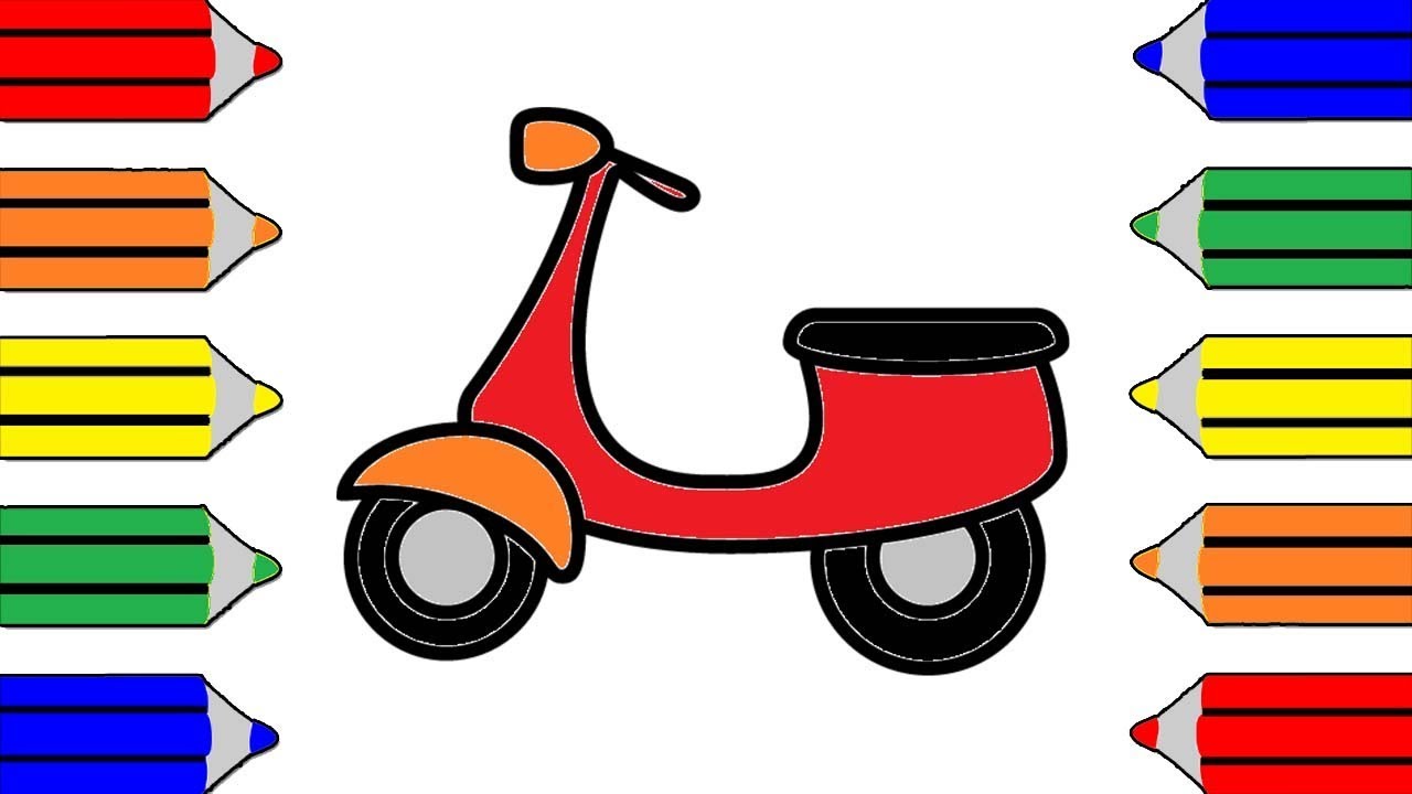 1280x720 How To Draw Scooter Bike I Paint Coloring Pages For Kids How
