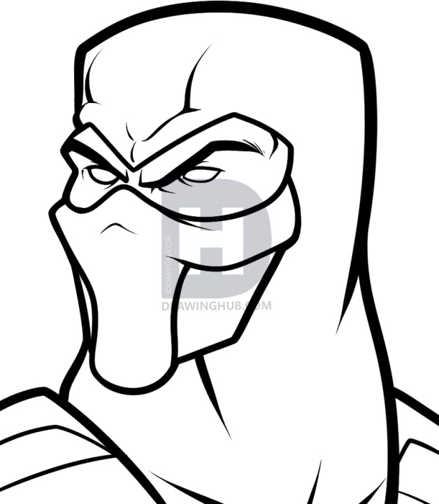 628x720 How To Draw Sub Zero Easy, Mortal Kombat, Step