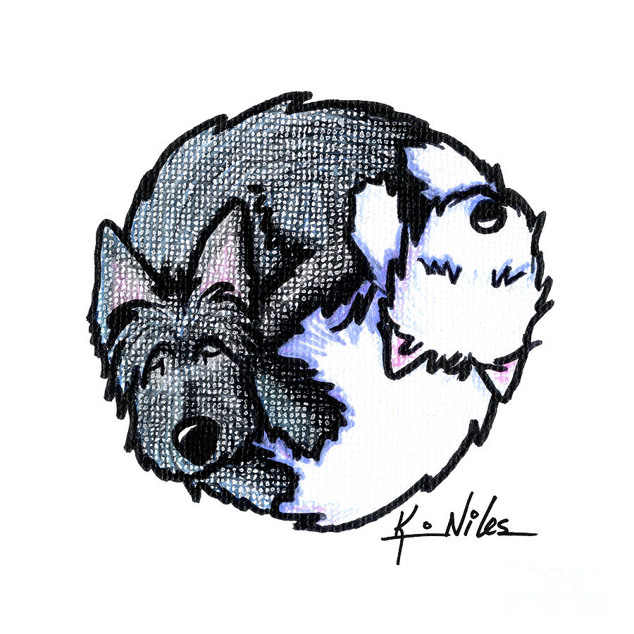 900x900 Scottie Westie Yin Yang Drawing
