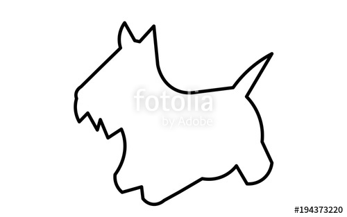 500x313 Scottie Dog Silhouette Outline On White Background Stock Image