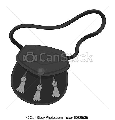 450x470 Scottish Sporran Icon In Monochrome Style Isolated On White