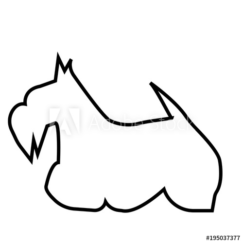 500x500 Scottish Terrier Silhouette Outline On White Background
