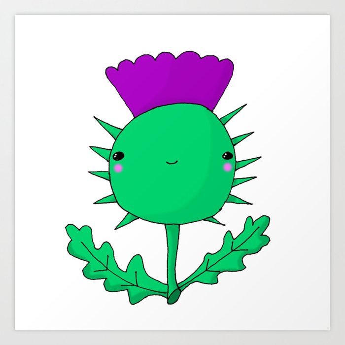 700x700 Kawaii Cute Scottish Thistle Art Print