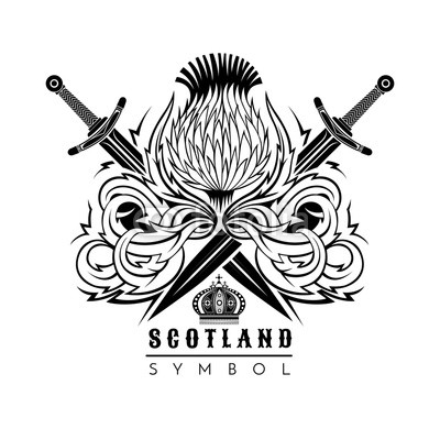 400x400 Thistle With Leaf Pattern And Crossed Swords Symbol Of Scotland