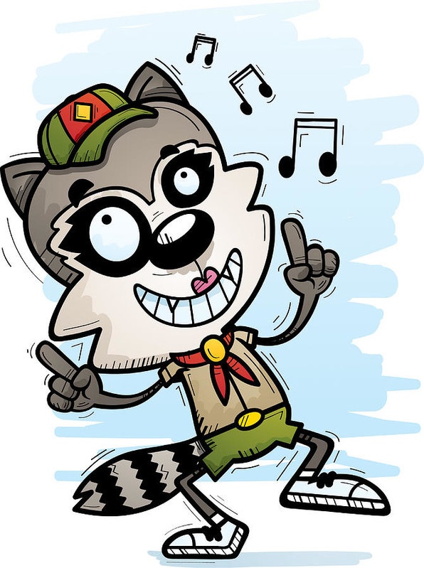 596x799 Cartoon Female Raccoon Scout Dancing Art Print