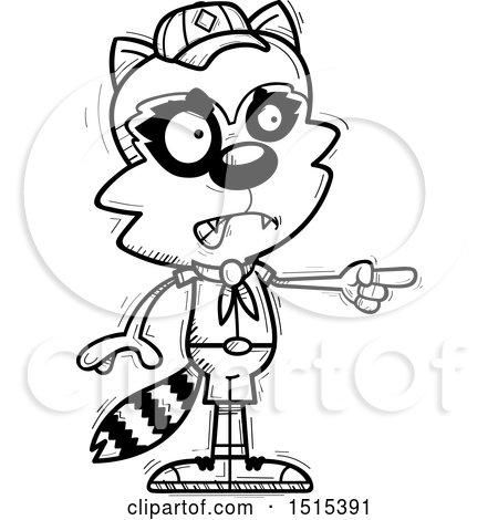 450x470 Clipart Of A Black And White Mad Pointing Male Raccoon Scout
