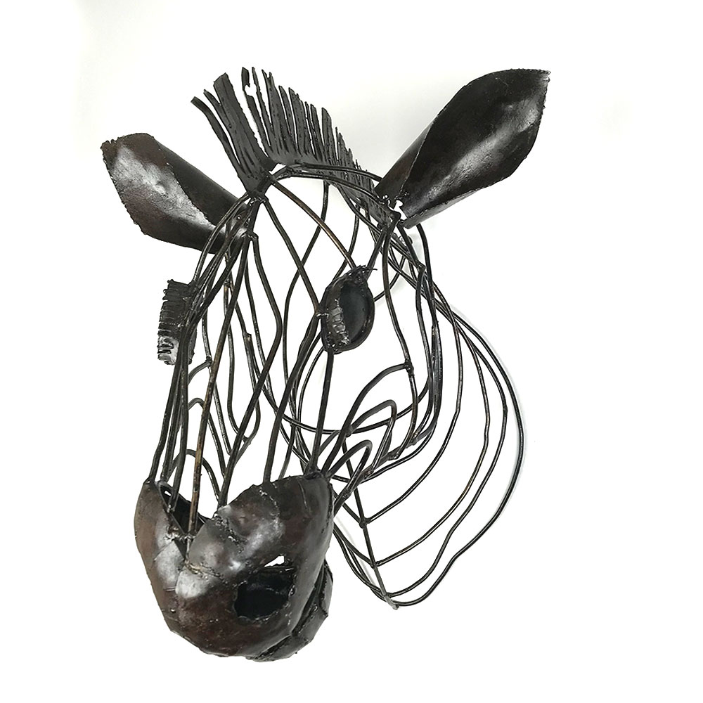 1000x1000 Scrap Metal Wired Zebra Head