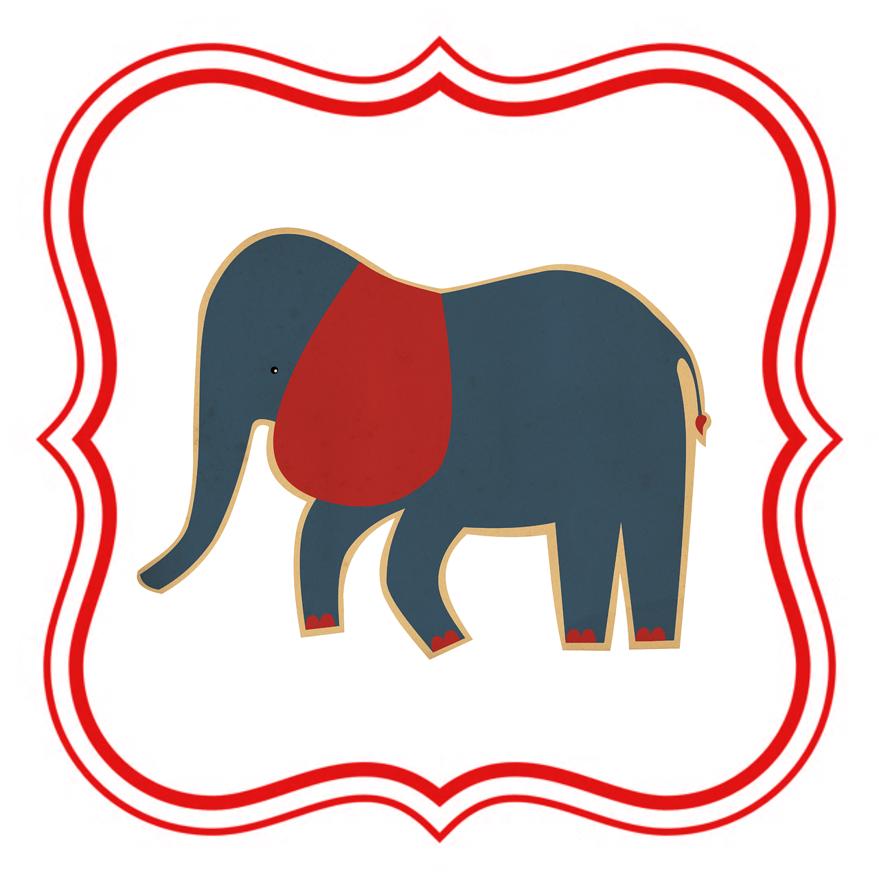 1280x1280 Elephant, Kids, Animal, Tag, Label