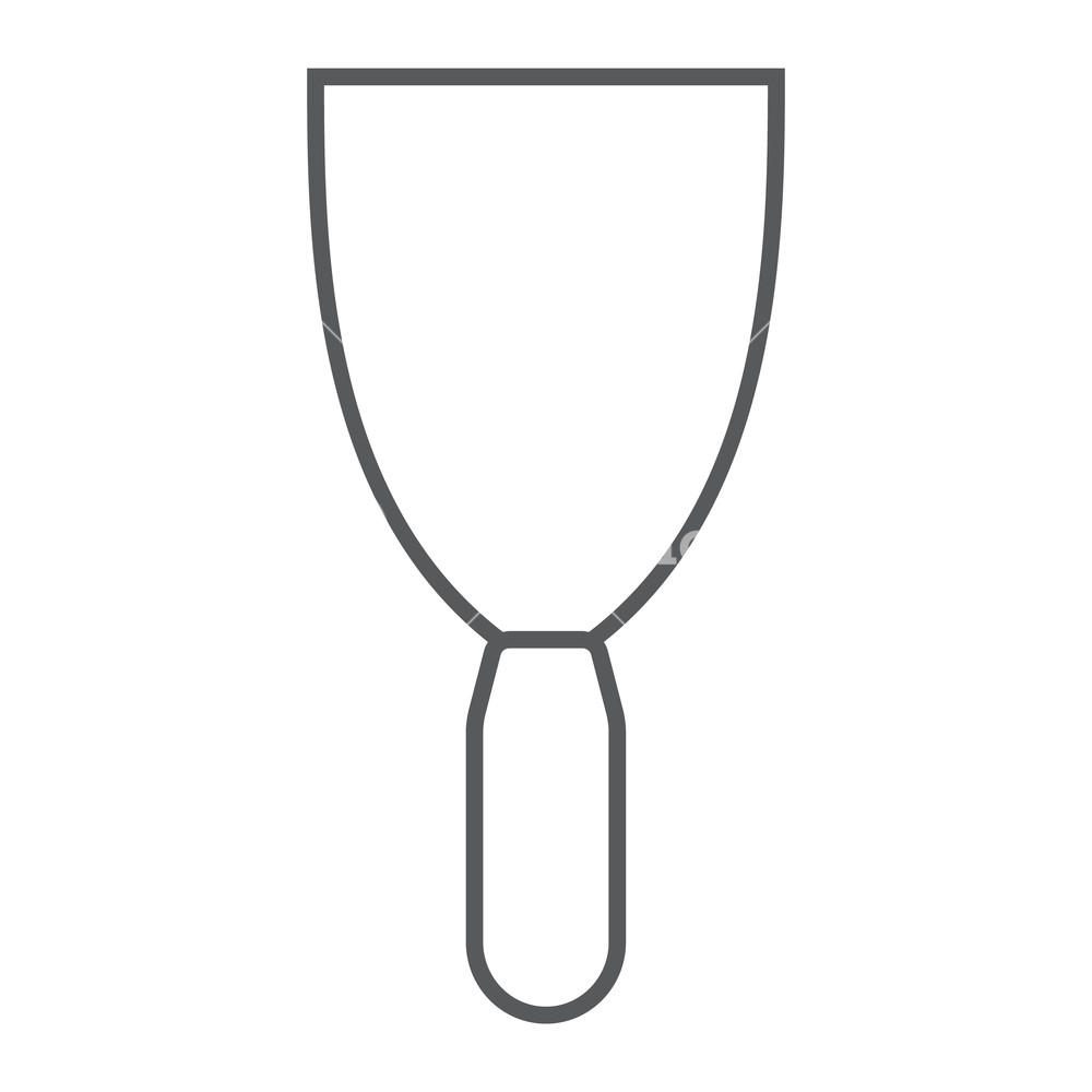 1000x1000 putty knife thin line icon, tool and scraper, spatula sign, vector