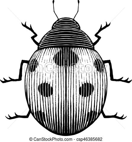 437x470 Vectorized Ink Sketch Of A Ladybug Vector Illustration
