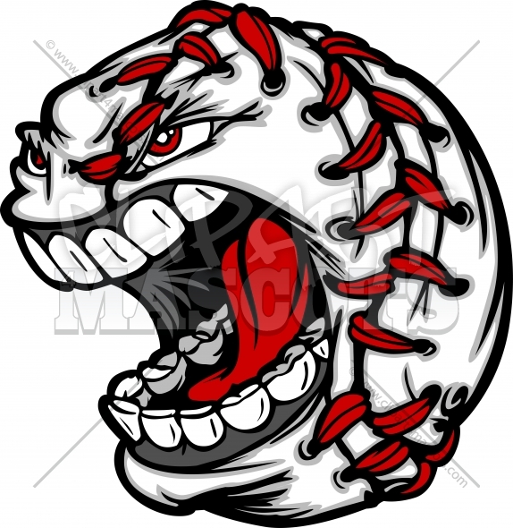574x590 Screaming Baseball Face Graphic Vector Cartoon