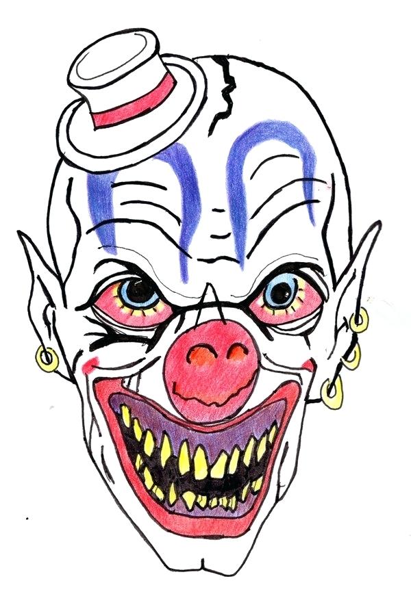 600x887 Drawing Of A Scary Clown